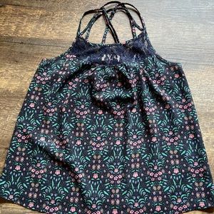 Crisscross Strap Floral Cottagecore Tank
